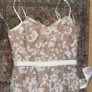 Dress the Population Floral Lace Midi Dress - White and Cream